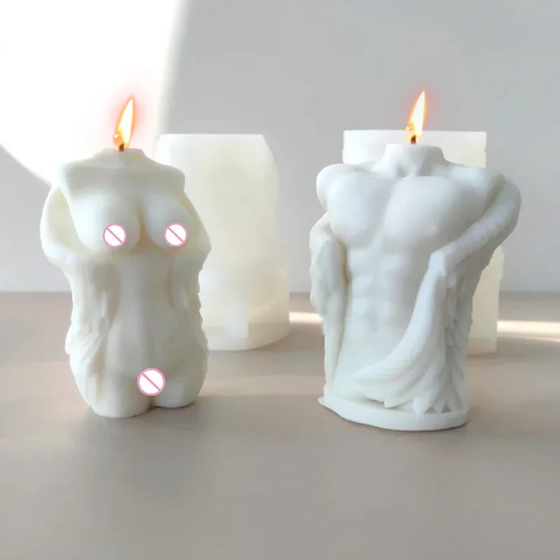 3D Human Body Statue Candle Silicone Mold Male Woman Body Aroma Soap Plaster Candle Making Molds Home Craft Decoration Tools