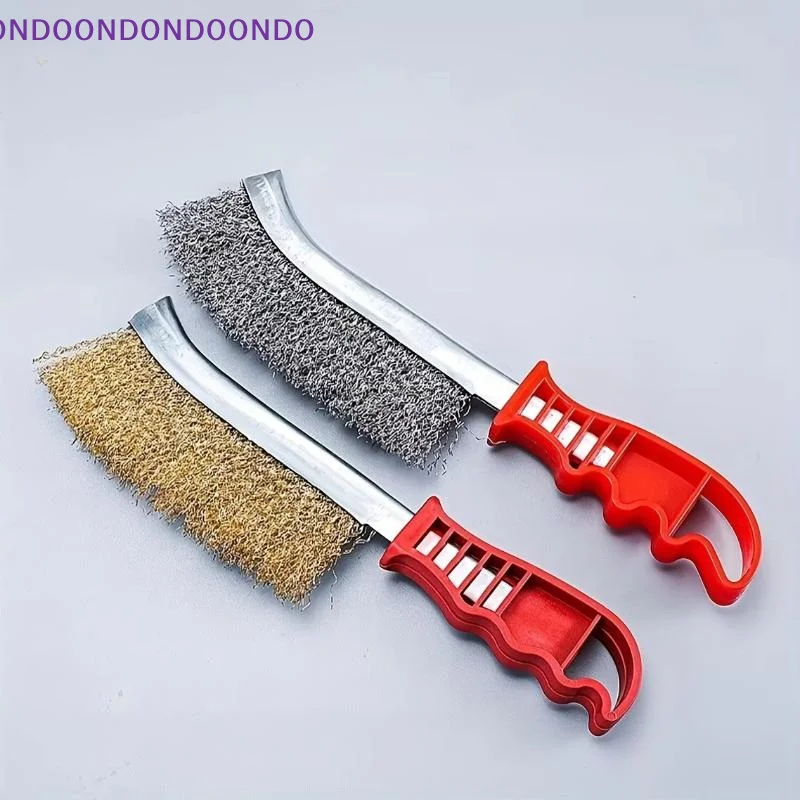 2026 New 1PCS Stainless Steel Multi-function Wire Brush Copper Plated Long Handle For Kitchen Grill Rust Removal Special Plate