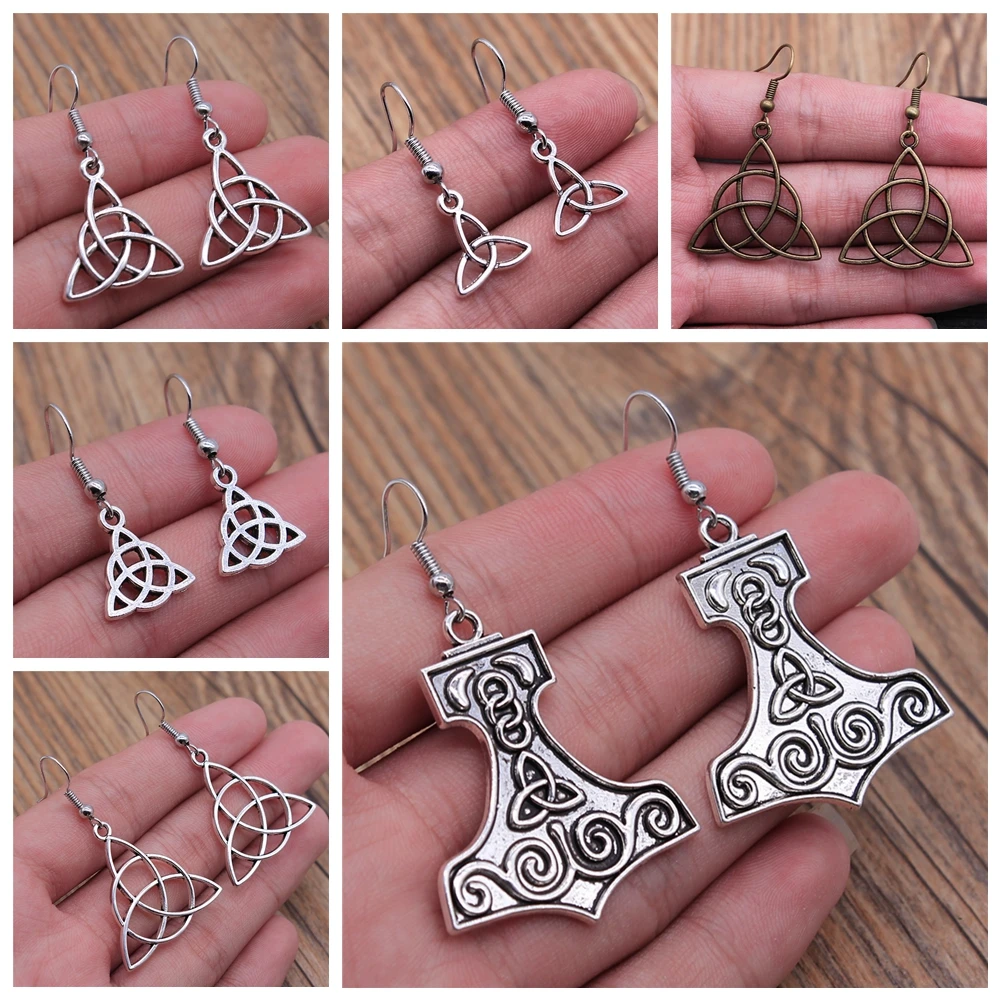 Vintage Triquetra Symbol Lucky Amulet Viking Nordic Odin Symbol Studs Earring Triquetra Earrings For Women Girl Gift