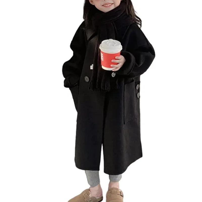 Girls Woolen Coat Overcoat Jacket Windbreak 2023 Charming Warm Thicken Winter Cotton Teenagers Outwear Children\'s Clothing