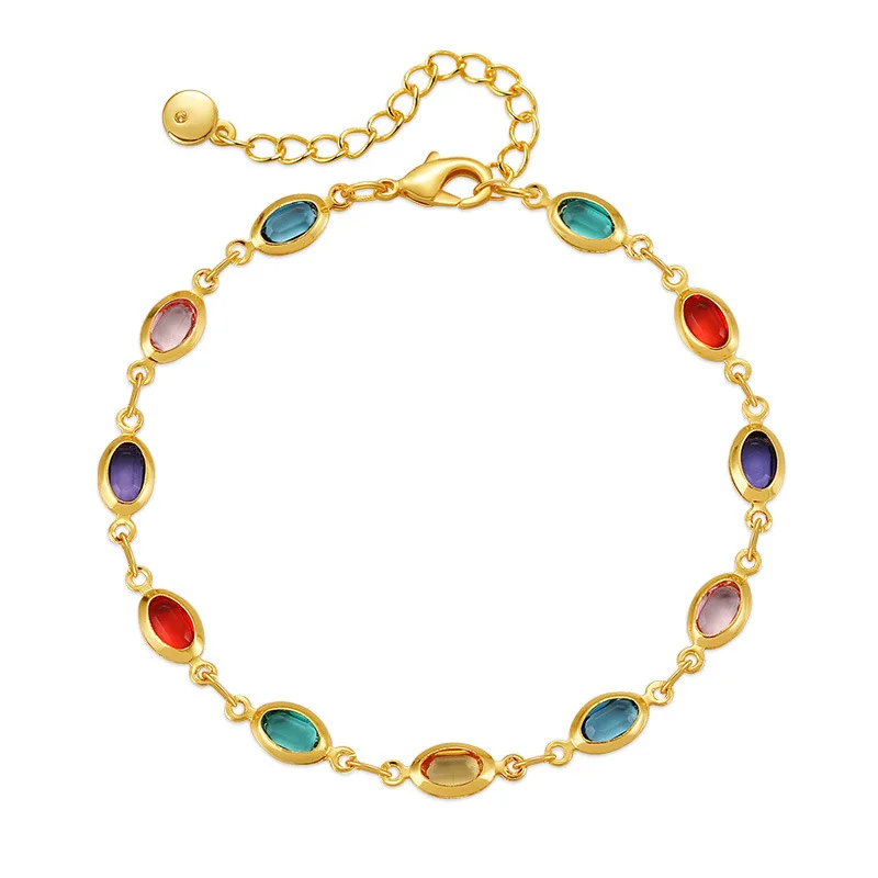 ENHSIR Colorful Zircon Heart Bracelet for Women Simple Sweet Bracelet Party Jewelry Accessories Gift