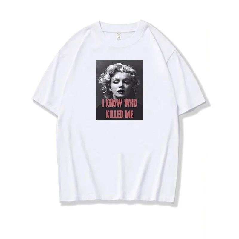 New Fashion Marilyn Monroe T-Shirt Arrival Cotton O-Neck Summer Short Sleeve Casual Women\'s T-Shirt Black Signature Harajuku