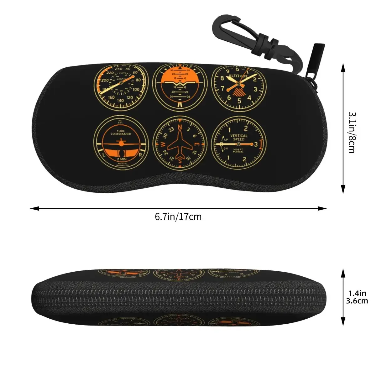 Custom Cockpit Six Dials Flight Simulator Pilot Eyeglass Glasses Case Soft Aviation Airplane Sunglasses Protective Pouch