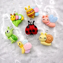 10PCS New Insect Resin Pendant Kawaii Fashion Flat Back Charm Dangle DIY Earrings Bracelet Necklace Keychain Accessories S74