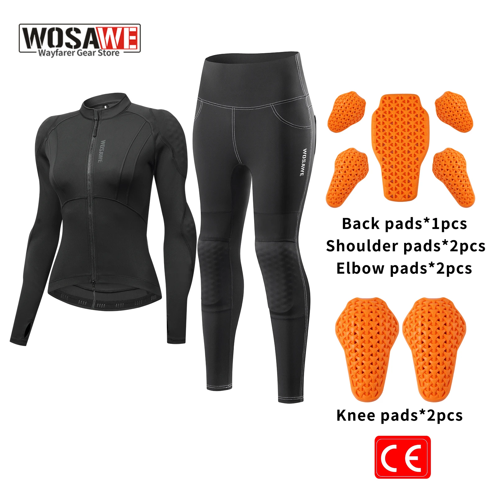 

WOSAWE Women Motorcycle Jacket Set Moto Pant Suits with Removable Armor Pads Soft Protective Gear CE Certified Motorbike Clothes