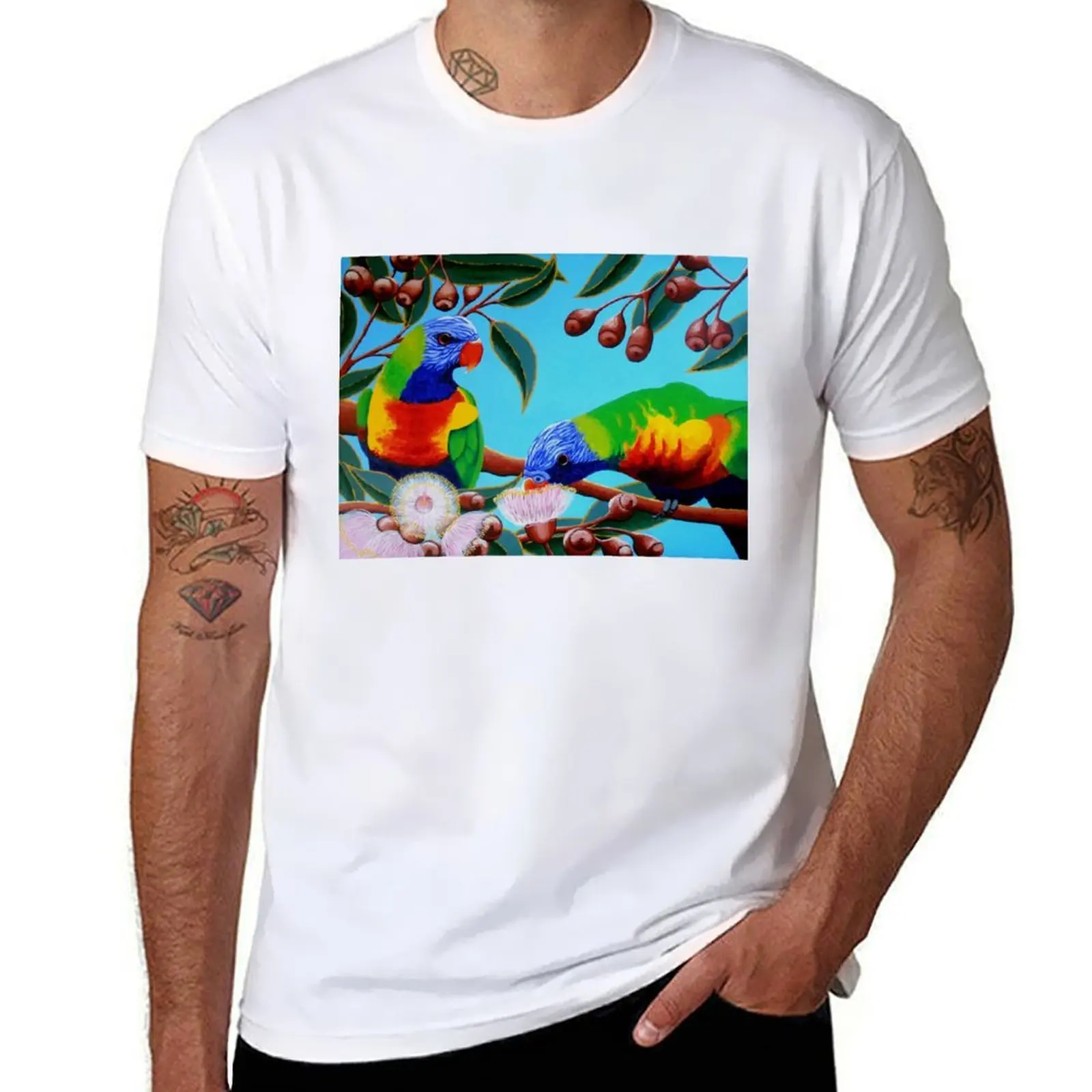 

Rainbow lorikeets T-Shirt cotton t shirts high quality man t shirts for men T-Shirt