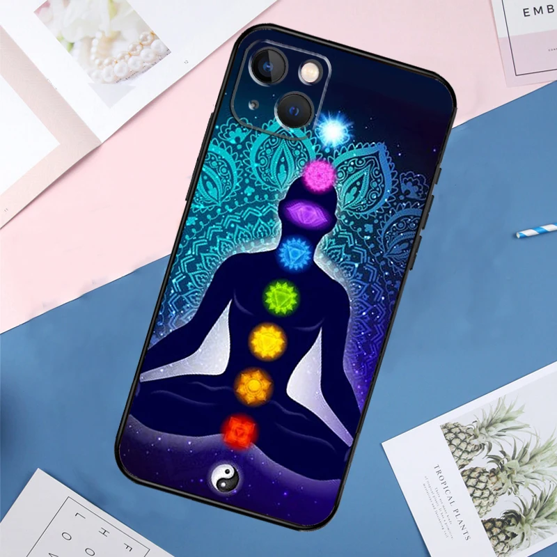 Etui na telefon Mandala Chakra Insist Yoga do iPhone 14 11 12 13 15 16 Pro Max Mini XS XR X Plus Soft Cover Capa — zdjęcie 6