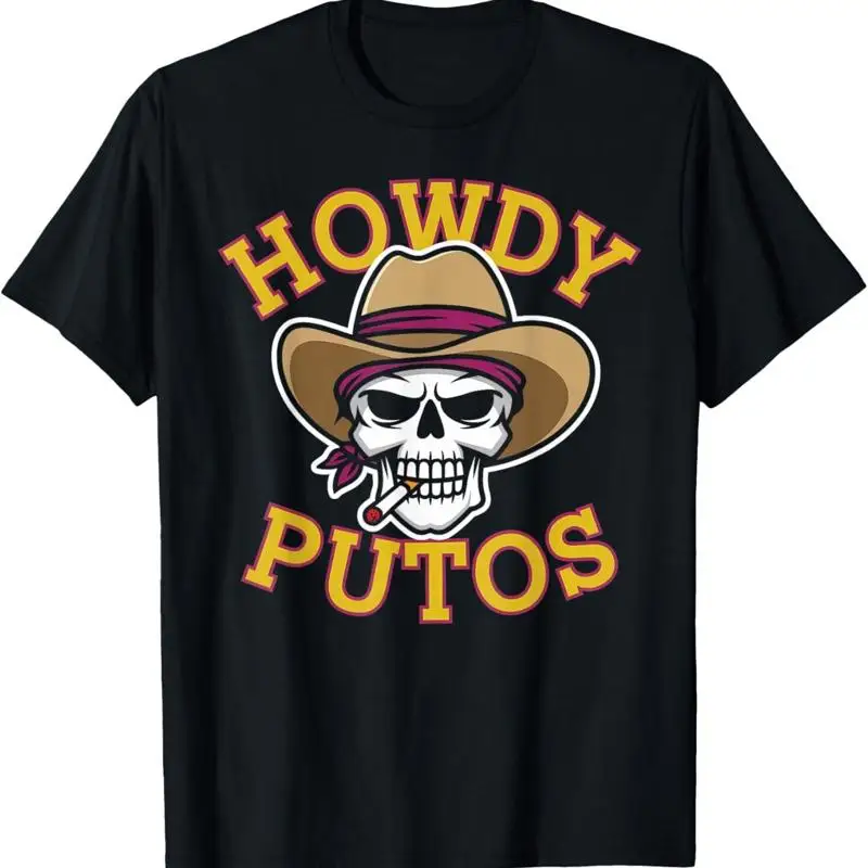

Cartoonish Cowboy Skull Howdy Putos in Vibrant Colors T Shirt