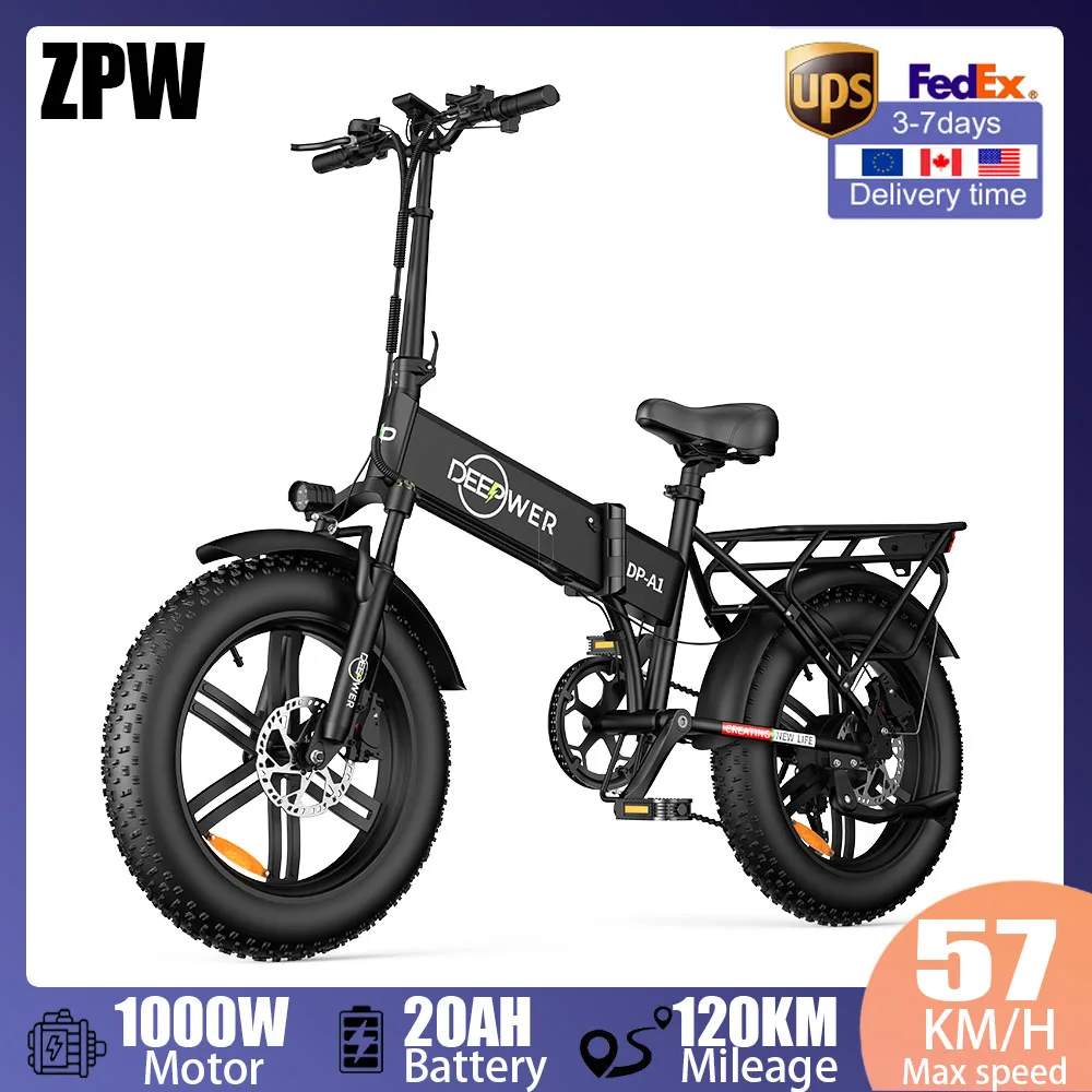 Adult 1000W 48V Electric Folding Mountain Fat 20 inch