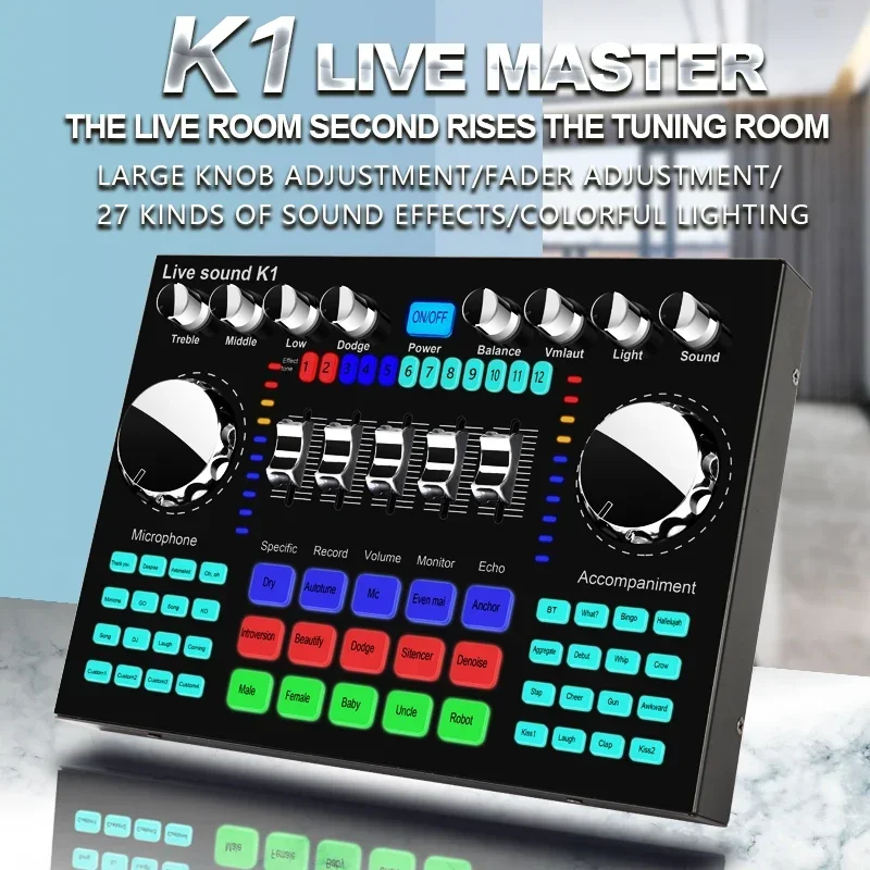 

K1 Live Sound Card Portable Internet Celebrity Live Broadcast Special Sound Equipment Universal for Music Recording Karaoke Sing