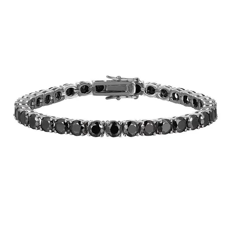 GRA Certified Real 3/4/5/6.5MM Full Black Moissanite Tennis Bracelet for Women Men S925 Silver Link Bracelets Fine Jewelry