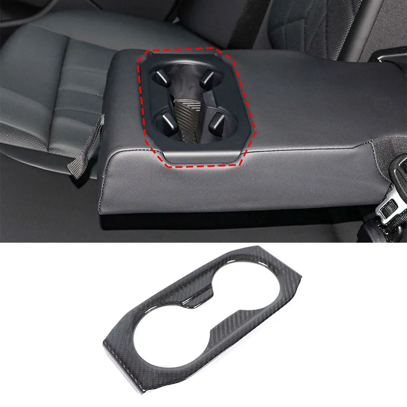 

Real Carbon Fiber For BMW 5 Series G60 2024 Car Rear Tea Cup Holder Decorative Panel Sticker Car Interior Accessories