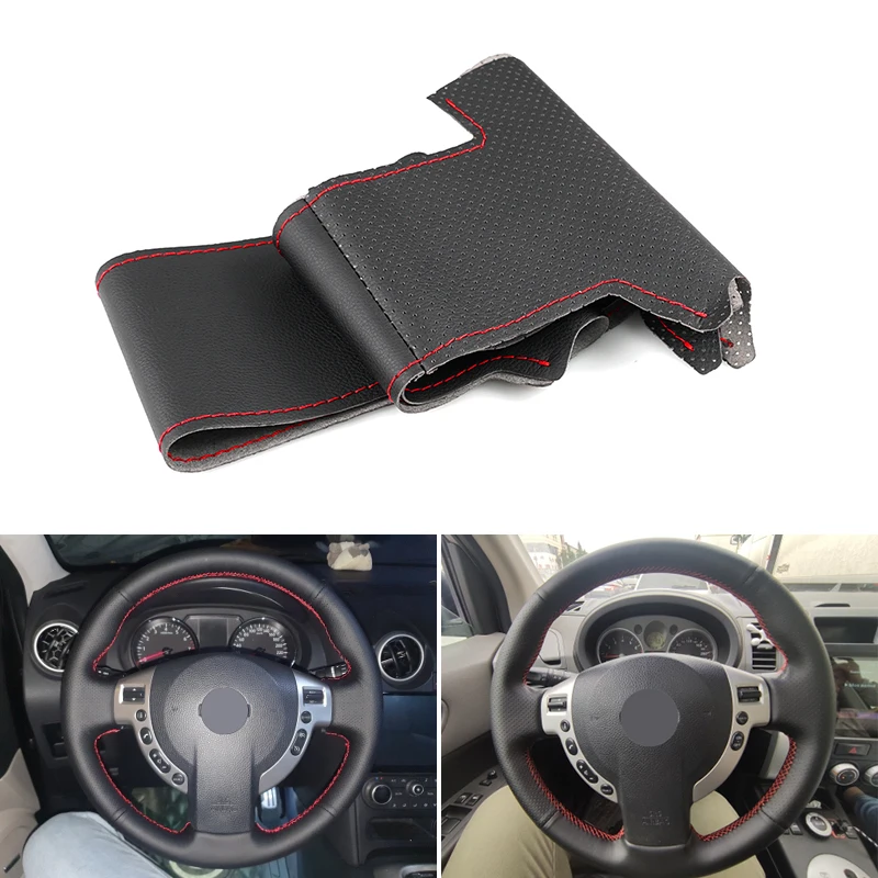 Hand-stitched Car-styling Interior Steering Wheel Braid Cover Trim For Nissan QASHQAI X-Trail NV200 Rogue 2008 2009 2010 2011