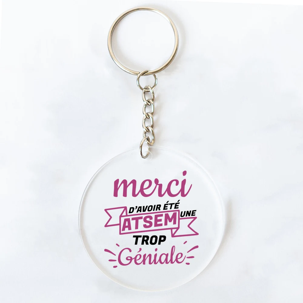 Porte-clés en acrylique avec impression française, porte-clés cadeau pour la journée des enseignants, meilleurs cadeaux de remise des diplômes,