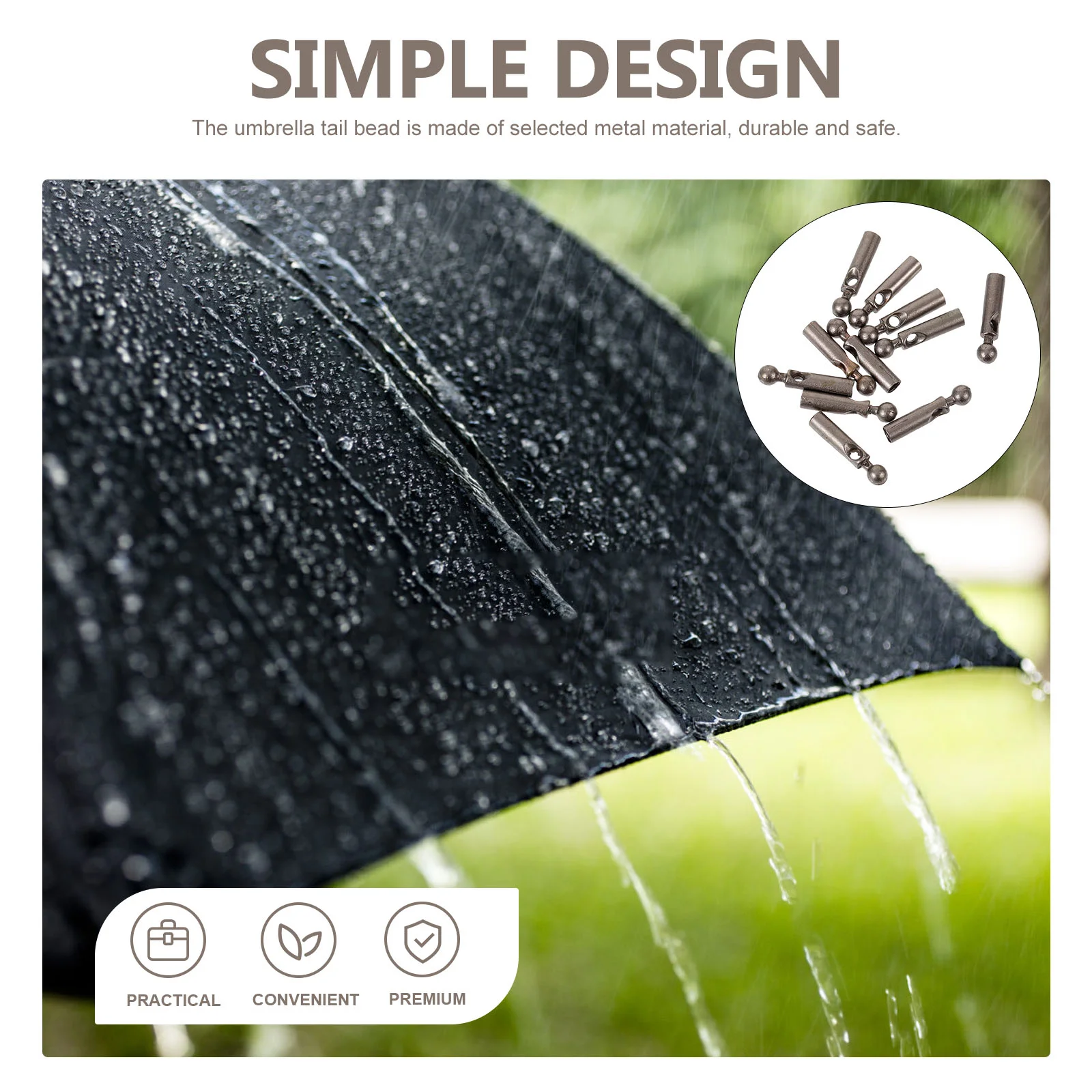 Foldable Umbrella Bone Covers Rain Beads Metal Tail Long Handle Sun Repair Parts Accessories