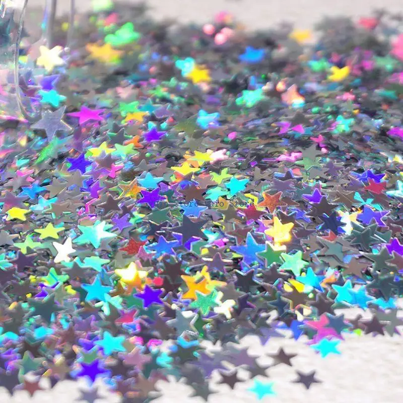 

X7XB Colorful Flakes Glitter Lasers Decals Halloween Xmas Glitter Five-Pointed Star Sequins for DIY Resin Crafting