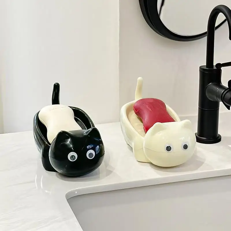 

Kawaii Big Eyed Cat Soap Box Toilet Soap Box Tray Cute Cat Bathroom Accessories Toilet Tools Home Decoration