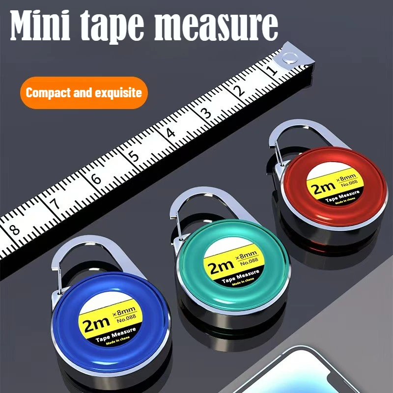 

Portable mini keychain tape measure 2m8mm measuring height mini steel tape measure portable small household tape measure