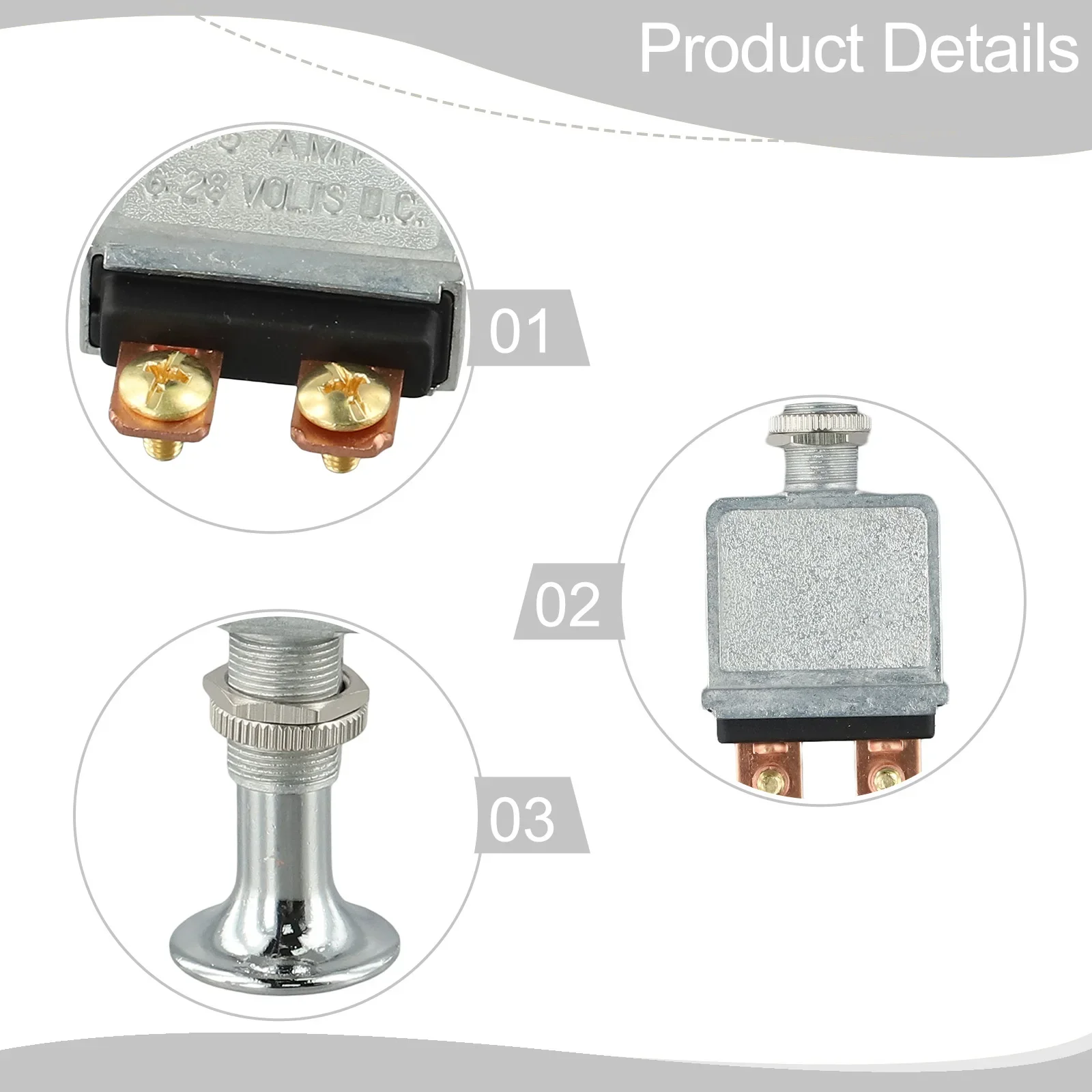 75A Switch Heavy Duty Switch Zinc Alloy Body Copper Screw Terminals Easy Installation Marine Grade Push Pull Switch