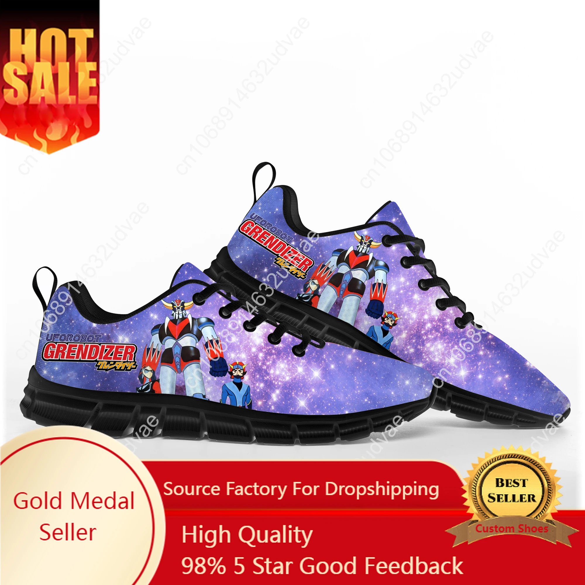

Hot Cartoon UFO Robot Grendizer Anime Sports Shoes Mens Womens Teenager Kids Children Sneakers Custom High Quality Couple Shoe