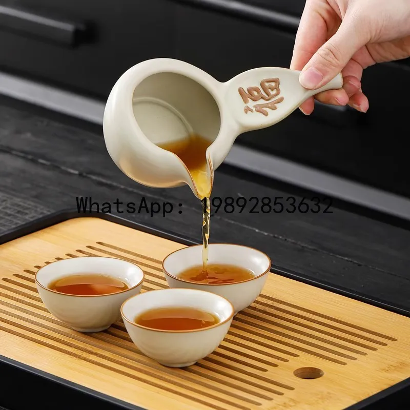 

PYJ Ru kiln lazy stone grinding automatic tea set household high-end ceramic rotating anti-scalding tea