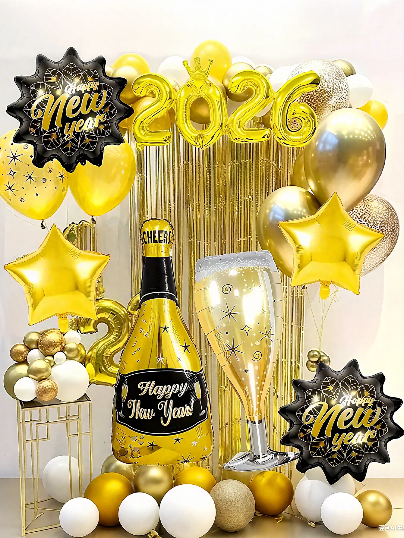 7 قطع/مجموعة 2026 مجموعة بالونات السنة الجديدة، مناسبة لزينة حفلات رأس السنة، وحفلات موضوع السنة الجديدة،