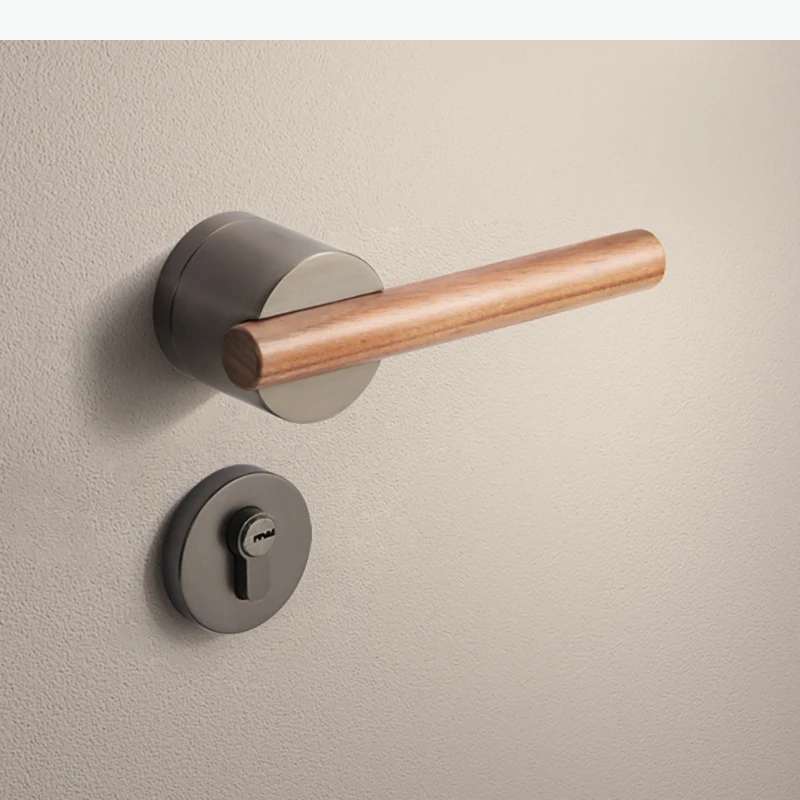 قفل باب معدني لغرفة النوم، أقفال صامتة داخلية، أقفال أمان عالمية، قفل مقسم، أجهزة مقبض الباب الخشبي