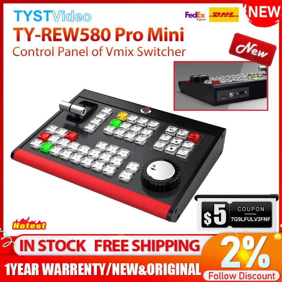 TYST TY-REW580 Pro Mini Control Panel of Vmix Switcher Real Time Live Slow Motion Playback Systems Keyboard