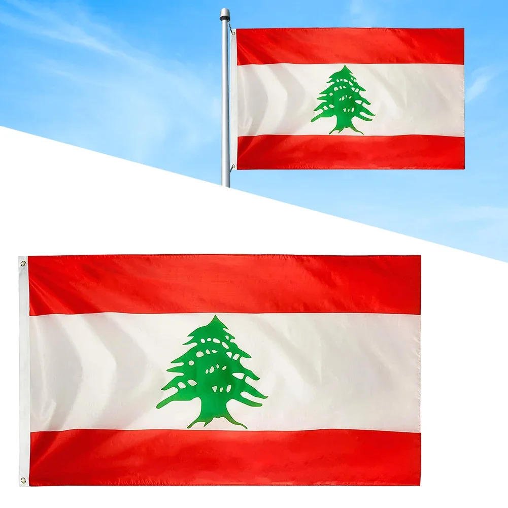 Large Lebanon Lebanese Flag 3x5FT Creative Lebanese Flag Polyester Lebanese World Countries Flags Republic of Lebanon Flag