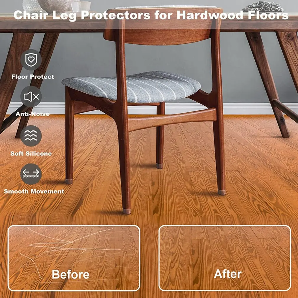 Silicone Chair Leg Protectors with Felt for Hardwood Floors Elastic Leg Cover Pad for Protecting Floors from Scratches and Noise