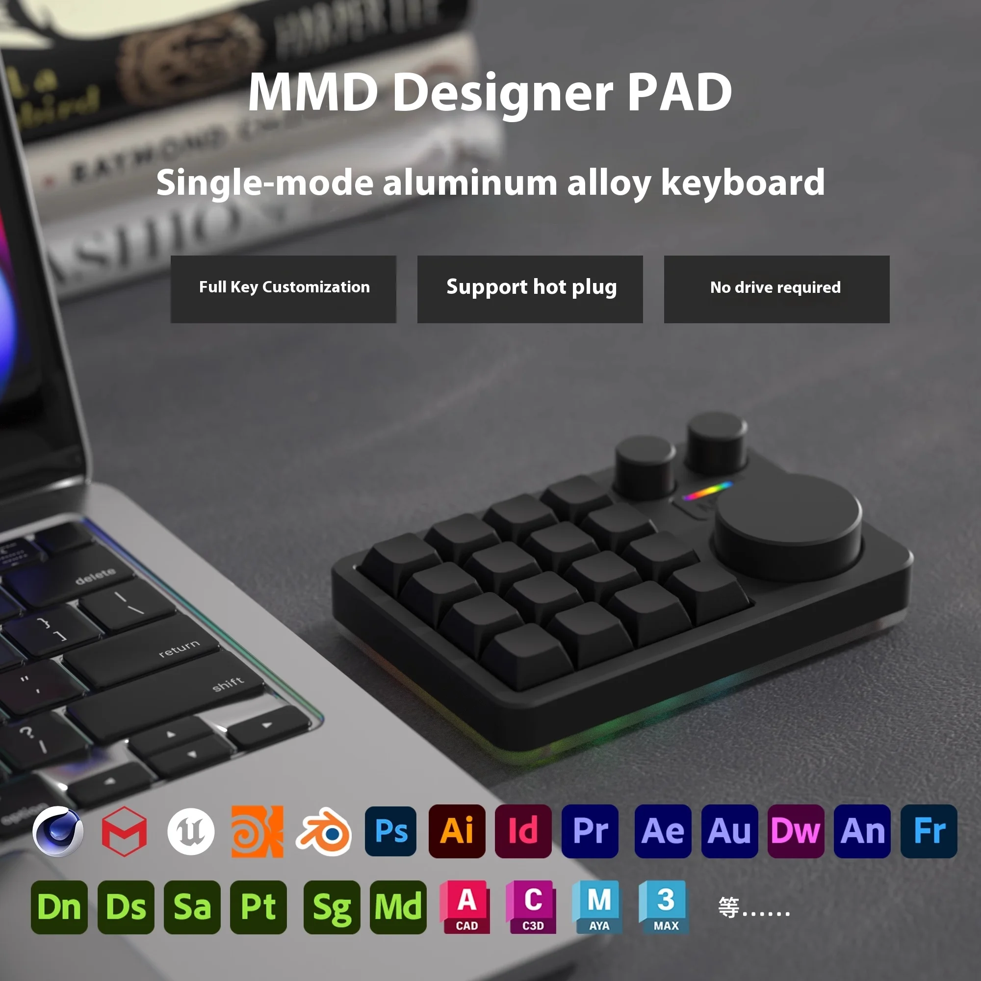 Mmd Km16 Mini Keyboard Wired 16 Kyes With Knob Rgb Hot Swap Gasket Keypad Cnc Custom Key Function Keyboard Pc Gamer Accessories