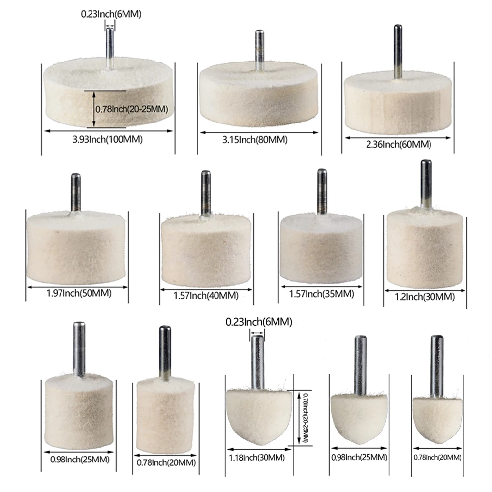 Насадка фетровая для шлифовальной головки, 6 мм, 16-100 мм