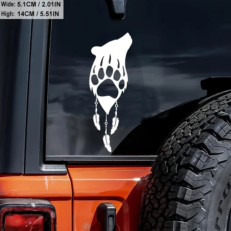 

Виниловая наклейка в стиле индейских племен с изображением медвежьей лапы и перьев, водонепроницаемая наклейка в индейском стиле для автомобиля, мотоцикла, лодки и гитары