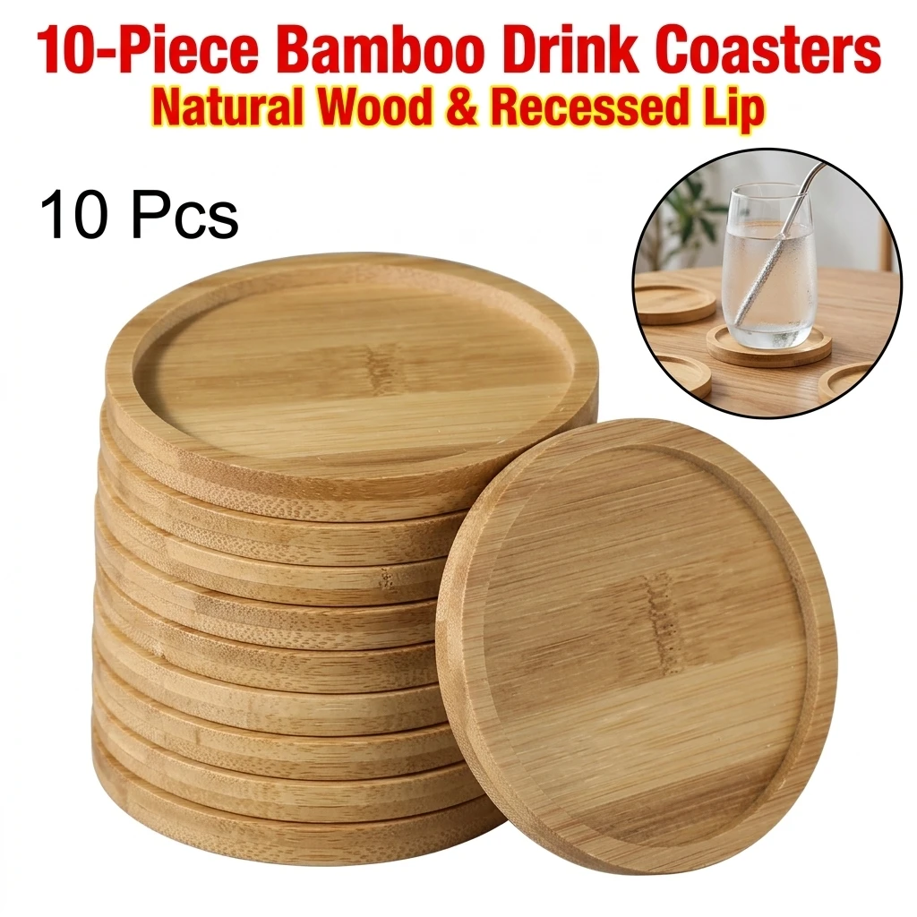 1/3/5/10Pcs Tableware Heat-resistant Bamboo Coasters Creative Natural Tea Cup Mats Durable Insulated Placemat Desktop