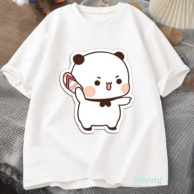 Bubu Milk&mocha Female Clothing Shorts Pringting Women's T-shirt Cute Short Sleeve Tee Novelty Trend Tops  Girls Boys Gife