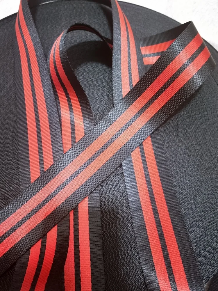 3M-30M Black Red Metallic Two-Tone Car Seat Belt Webbing European Standard Personalized Modification Seat Belt Webbing Car Acces