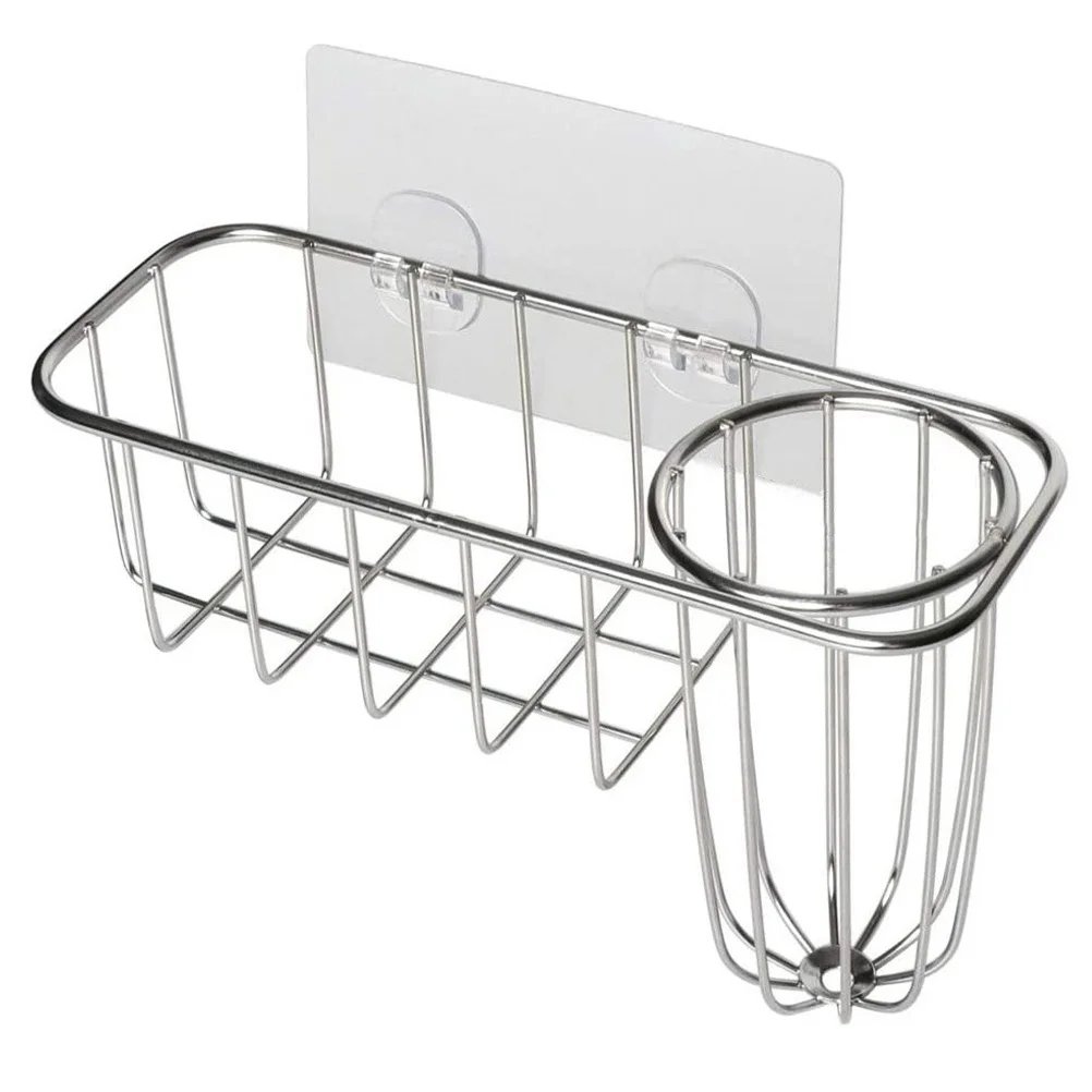 

Premium Stainless Steel Kitchen Sponge Holder Rack Sink Accessory Organizer Smooth Design Easy Access Multifunctional Shelf