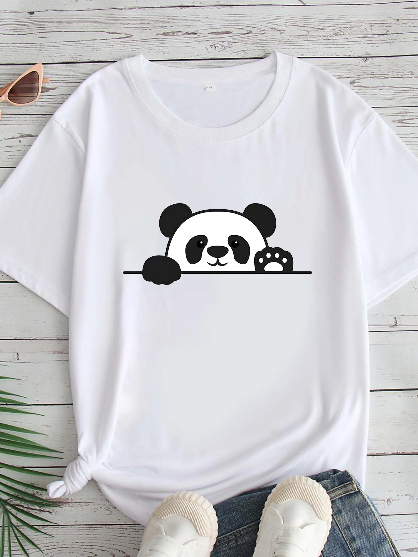 

Женская футболка большого размера с принтом, круглым вырезом и короткими рукавами, размеры 1-7XL, удобный повседневный топ в европейском стиле