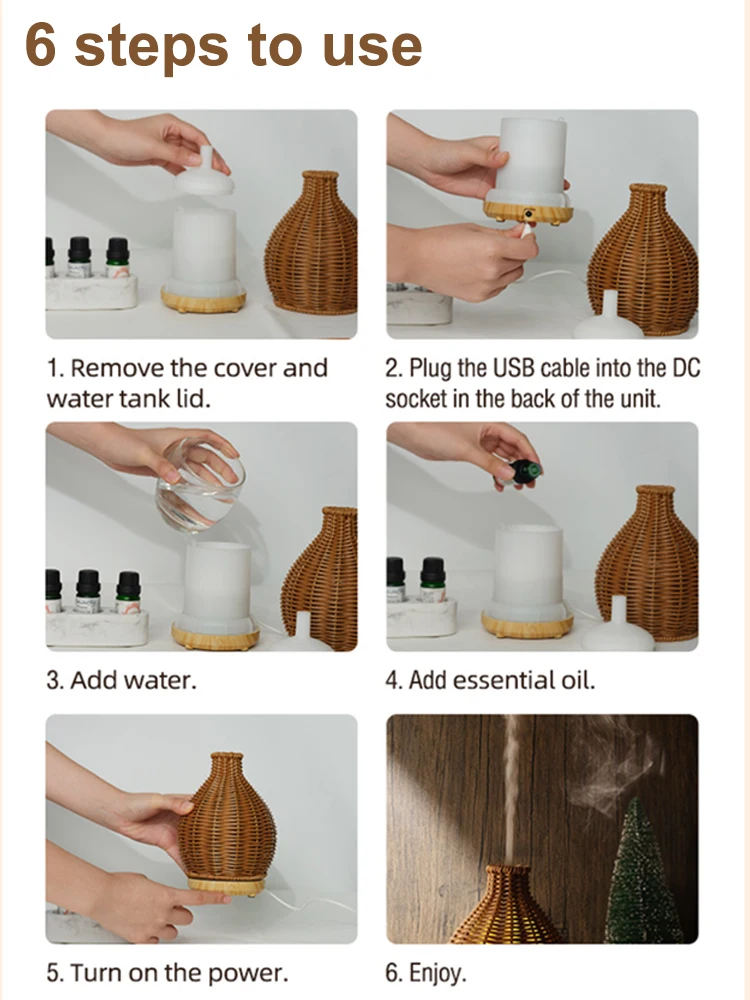 مرطبات الهواء الناشر زيت طبيعي الروطان رائحة ضباب الروائح الناشرون مع منع تسرب السيارات بدون ماء للمنزل