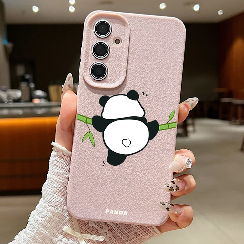 Hanging Panda Phone Case For Samsung Galaxy S24 S23 Ultra S22 S21 S20 FE A14 A15 A16 A25 A34 A35 A52 A53 A54 A55 5G Soft Cover