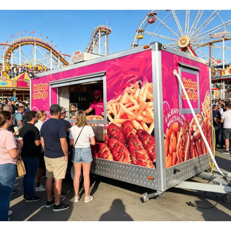 Carritos de Comida, Food Truck, Camioneta Pequeña para Hamburguesas y Café, Restaurante Móvil, Remolque de Catering, Cocina Totalmente Equipada