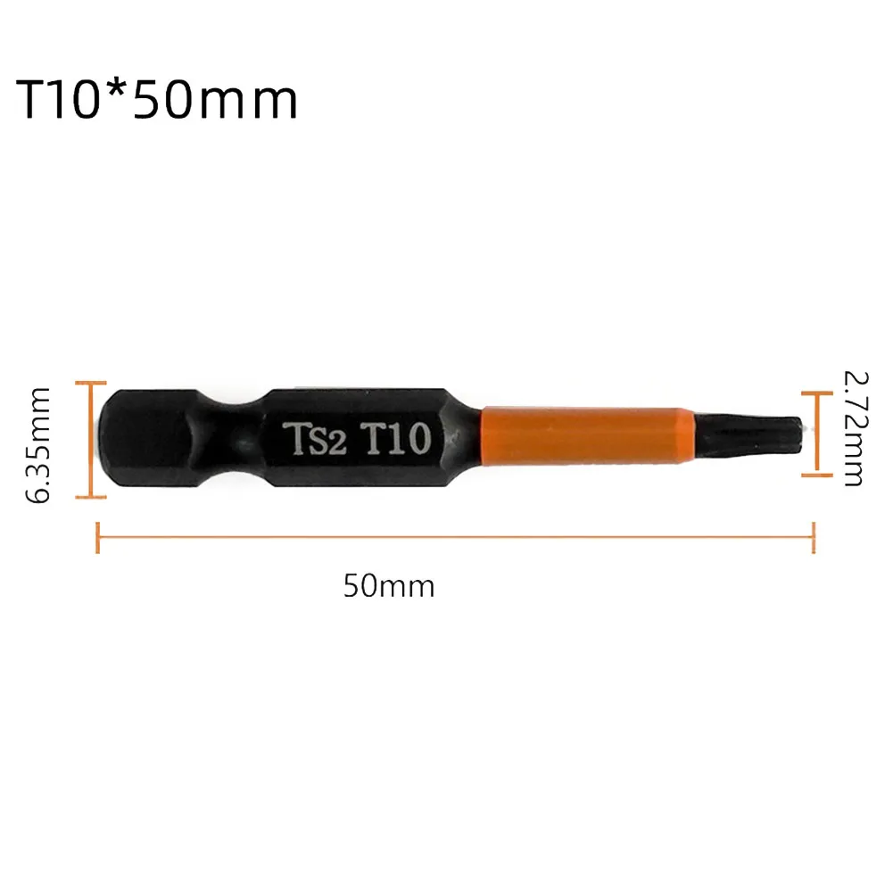 1PC 50mm Alloy Steel Screwdriver Bit 1/4 Inch Hex Head Drill Bit Magnetic Torx Screwdriver Bits T10/T15/T20/T25//T30/T40