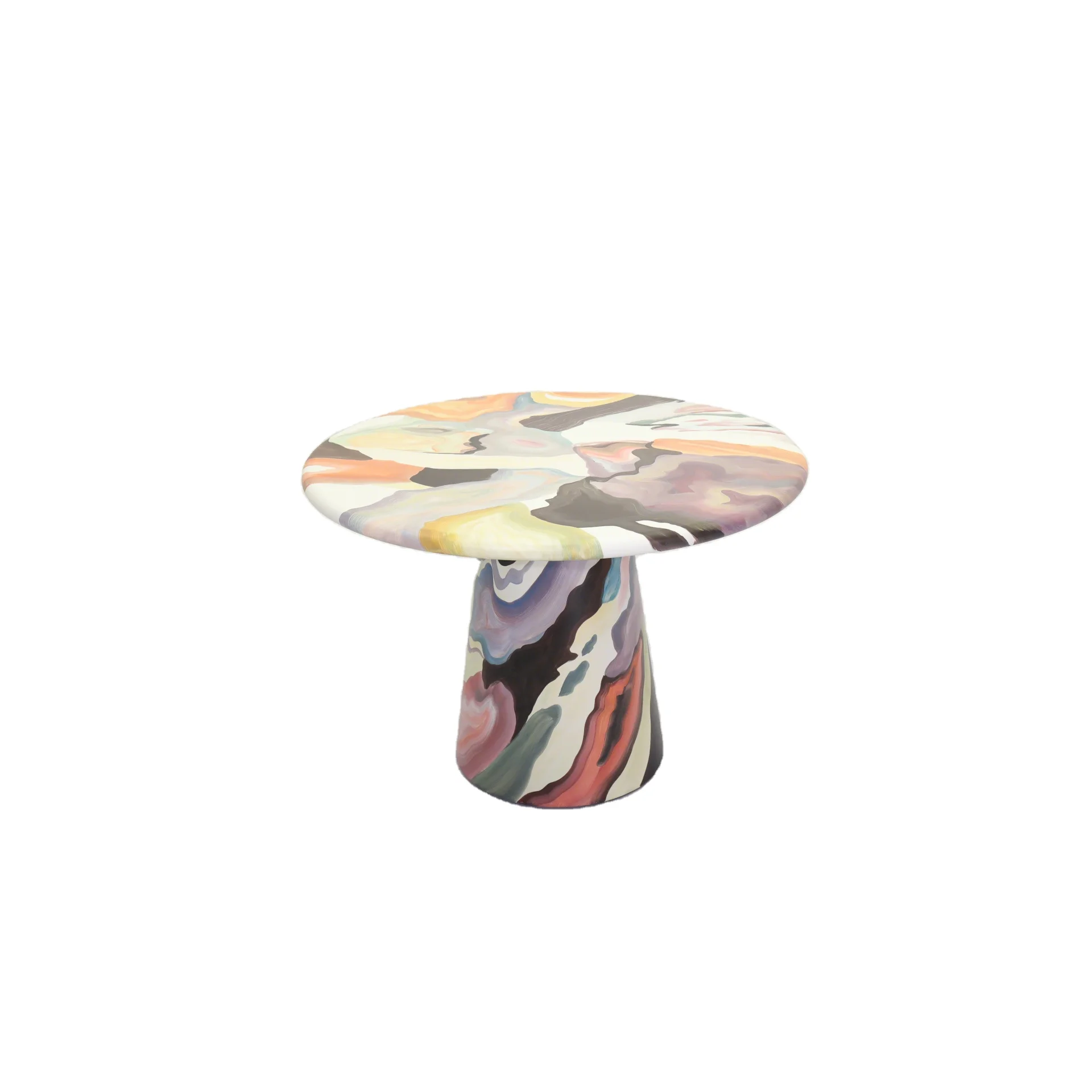 Custom Hand-Painted Classic Scandinavian-Style Durable Coffee Table Vivid Colours MDF Marble Finish Home Hotel Villa Living Room