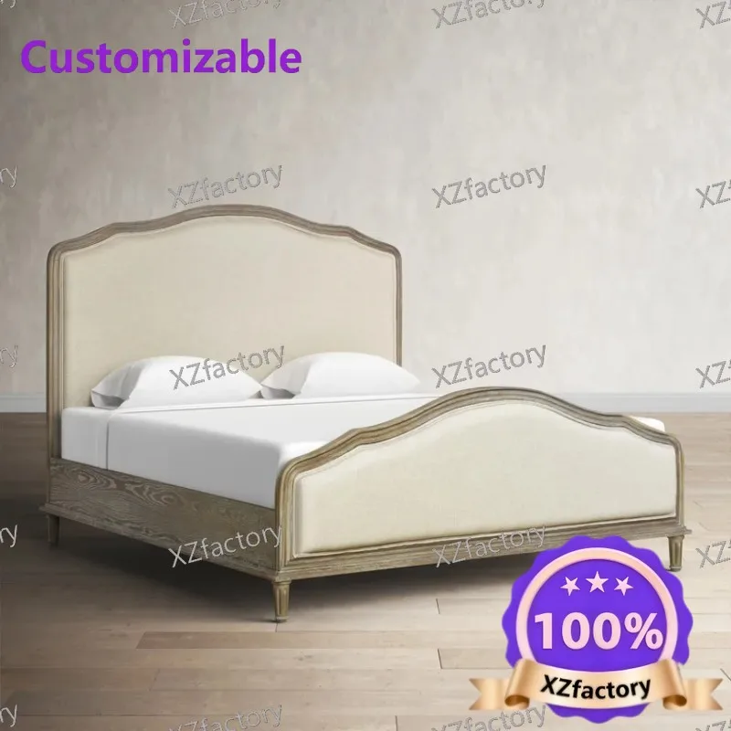 

Factory Direct 2026 Top RatedSolid wood bed fabric soft bag backrest 1.8 meters double 1.5 meters princess bed
