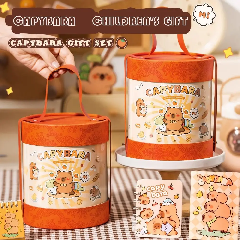 2024 Lovely Stationery Set Abundant Versatile Capybara Hug Bucket Portable Student Prize Gift