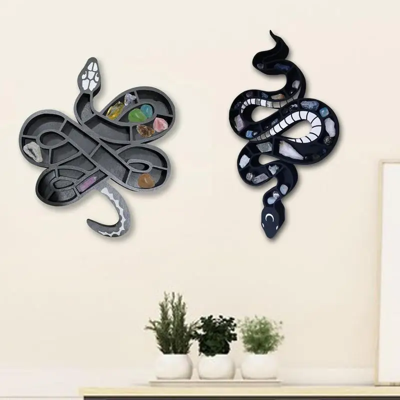 Multi Use Creative Wooden Crystal Shelf Display Of Snake Shape Hanging Design Halloween Wall gothic home decor crystal display