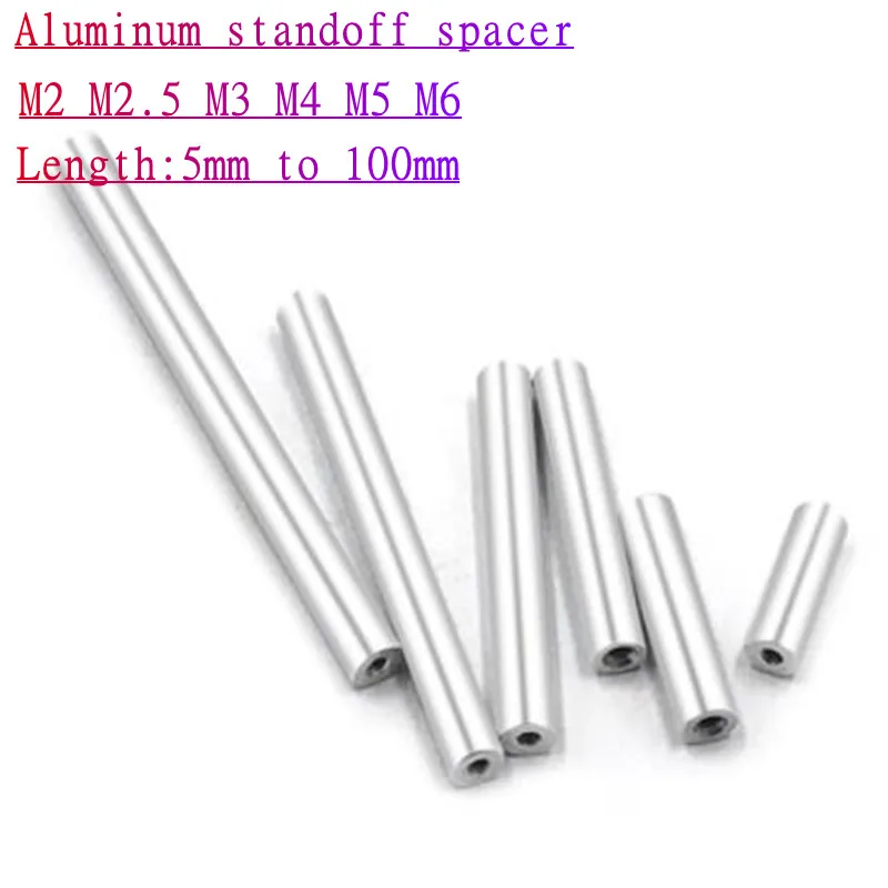 5-10pcs/lot M2 M2.5 M3 M4 M5 M6*5mm/6mm to 50mm Round aluminum standoff spacer Stud extend long nut