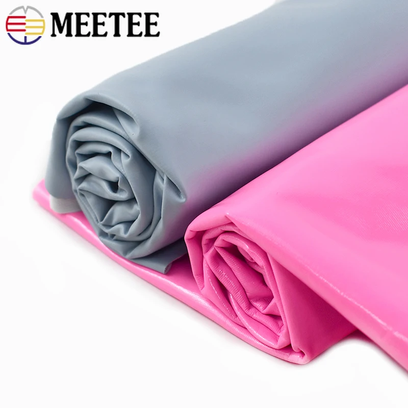 

50*145cm Meetee Shiny Glossy Soft Leather Fabric Waterproofs Cloth Dress Clothes Elastic Faux PU Fabrics DIY Sewing Accessories