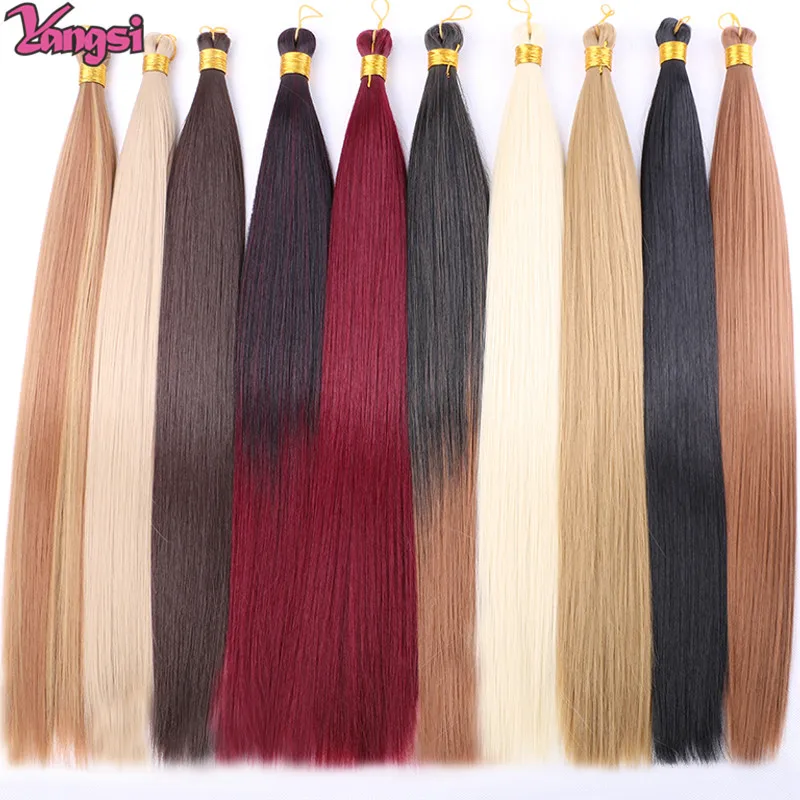 เต็มรูปแบบสังเคราะห์ตรง Bulk 22 "สูงอุณหภูมิรวมกลุ่มผม Braiding Crochet ผมสีดำสีน้ำตาลสีบลอนด์