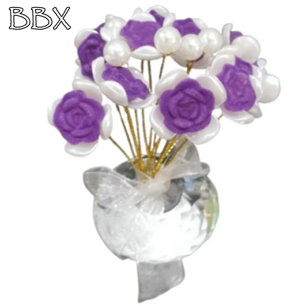 

Exquisite Crystal Rose Bouquet Crystal Crafts Colorful Mini Crystal Flower Figurine Rose Ornament Handmade Car Interior Ornament